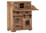 Landscape Sekretär, Braun, Schwarz, Holz, Mangoholz, massiv, 8 Schublade(n) Schubladen, 80x107x39 cm, Arbeitszimmer, Schreibtische, Sekretäre
