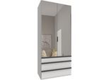 Falttürenschrank WIMEX "Oxford by fresh to go, in der Breite 100cm, in 2 Höhen erhältlich", weiß, Schränke, Weiß, B/H/T: 100cm x 236cm x 58cm, Schubladen: 3 Stk. Türen: 2 Stk. mit Spiegel, Holzwerkstoff, mit hochwertigen Falttüren für den perfekten Überblick, B:100cm H:236cm T:58cm