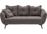 2,5-Sitzer HOME AFFAIRE "Baggio, Breite 196 cm zeitlos & elegant, bequem", grau (grau, braun), B:196cm H:94cm T:103cm, 100% Polyester, Sofas, schwarze Metallfüße