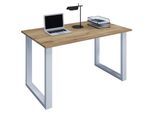 VCM Holz Schreibtisch H. 76 x B. 140 x T. 50 cm Computertisch schlicht Füße aus hochwertigem Metall Arbeitstisch Büromöbel - Lona U