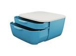 Schubladenbox Leitz® Cosy, lebensmittelecht, 2 Schübe, mit Gummifüsschen, B 251 x T 275 x H 143 mm, blau