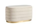 Mid.you Hocker, Beige, Metall, Textil, oval, 80x42x42 cm, Stauraum, Wohnzimmer, Hocker, Sitzhocker