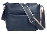 Umhängetasche SAMANTHA LOOK, Mädchen, Gr. B/H/T: 26cm x 24cm x 5cm onesize, blau, Leder, unifarben, Taschen Umhängetasche, echt Leder, Made in Italy