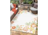 Teppich "Isla, LAGERRÄUMUNG", bunt (cream,multi,rot), B:200cm H:6mm L:300cm, Polypropylen, MYFLAIR MÖBEL & ACCESSOIRES, Teppiche, Teppich, Wendeteppich, Blumen, mit Bordüre, Outdoor geeignet, Balkon, Terrasse