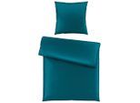 Novel Bettwäscheset , Petrol , Textil , Uni , 160x210 cm , pflegeleicht, atmungsaktiv, schadstoffgeprüft , Heimtextilien, Bettwäsche, Bettwäsche, Satin Bettwäsche