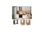 Vicco Herdumbauschrank Fame-Line Eiche Grau-Beige gerahmt 60 cm mit Arbeitsplatte Anthrazit