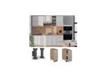 Vicco Apothekerunterschrank Fame-Line Eiche Grau-Beige gerahmt 30 cm mit Arbeitsplatte Anthrazit