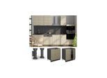 Vicco Unterschrank Fame-Line Anthrazit Eiche gefräst 80 cm mit Arbeitsplatte Marmor-Weiß