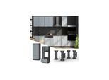 Vicco Mikrowellenschrank Fame-Line Anthrazit Hellblau-Grau gerahmt 60 cm mit Schublade & Tür
