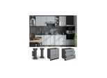Vicco Schubladenunterschrank Fame-Line Anthrazit Hellblau-Grau gerahmt 80 cm mit Arbeitsplatte Eiche
