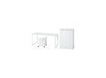 Büro-Set MUENCHEN 3-tlg Weiß Schreibtisch, Schrank, Container Glasfront