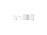 Büromöbel Set 5-teilig Komplettbüro weiß Schreibtisch, Container, 2 Schränke, Regal Glasfront, Soft-Close, Abschließbar Made in Germany