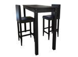 vidaXL Barset Bartisch mit 2 Barhockern Schwarz
