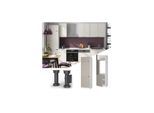 Vicco Kühlumbauschrank Fame-Line Weiß Grau-Beige gerahmt 60 cm