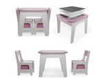 Juskys Kindersitzgruppe Milou mit 2 Stühlen, Tisch & Stauraum - Holz Sitzgruppe für Kinder - Rosa