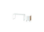 Schreibtisch-Set MUENCHEN 160x80 cm Glasplatte & Container Chalet-Eiche-Nb./Weiß