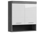 Mid.you Hängeschrank Scout, Anthrazit, Grau, Weiß Hochglanz, Kunststoff, 2 Fächer, 74x79x24 cm, FSC Mix, hängend, Badezimmer, Badezimmerschränke, Hängeschränke