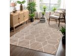Teppich SANAT "Trellis", beige, B:60cm H:10mm L:110cm, Kunstfaser, Teppiche, Teppich, Kurzflor, skandi, boho, auch als Läufer und in rund
