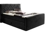 Boxspringbett HOME AFFAIRE "Atlanta", schwarz, B:120cm L:221cm, Kunststoff, Massivholz, Stoff, Komplettbetten, Boxspringbett, inklusive Topper und Bettkasten