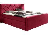 Boxspringbett HOME AFFAIRE "Atlanta", rot, B:200cm L:221cm, Kunststoff, Massivholz, Stoff, Komplettbetten, Boxspringbett, inklusive Topper und Bettkasten