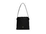 Schultertasche TOMMY HILFIGER "TH BRAIDED SHOULDER BAG", Mädchen, Gr. B/H/T: 29cm x 24cm x 4cm, schwarz, Lederimitat, Taschen Schultertasche, Damen Tragetasche, Umhängetasche, Abendtasche mit TH-Logo