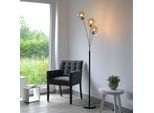 OTTO HOME Stehlampe "Nellin", schwarz (schwarz, glas amberfarben), 3, Ø 16cm H: 185cm, Leuchten, Stehleuchte mit großen Glaskugeln amberfarben oder opal matt weiß, Stehlampe