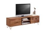 Ambia Home Lowboard, Natur, Holz, Metall, Holzwerkstoff, Akazie, 2 Fächer, 2 Schublade(n) Schubladen, 160x45x35 cm, Holzmöbel, Kleinmöbel Holz, Holzkommoden, Lowboards Holz