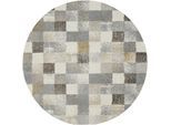 Teppich OCI DIE TEPPICHMARKE "NEW VILLA SQUARES", grau (grau, creme), H:20mm Ø:120cm, Polypropylen, Teppiche, Teppich, feine Karos, meliert, Wohnzimmer