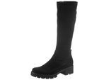 Stiefel GABOR, Damen, Gr. 42, XS-Schaft, schwarz, Textil, Veloursleder, Schuhe Stiefel, Blockabsatz, Plateau, Langschaftstiefel, mit XS-Stretch-Schaft