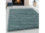 Hochflor-Teppich AYYILDIZ TEPPICHE "SYDNEY 3000", blau (aquablau), B:240cm H:30mm L:340cm, Polypropylen (PP), Teppiche, Shaggy, Langflor, uni, auch in rund, Wohnzimmer