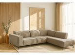 Ecksofa HOME AFFAIRE "LORCAN mit Metallfüßen, Breite 275 cm, weiches Sitzgefühl", grau (taupe), B:275cm H:77cm T:210cm, Struktur weich: (85% Polyester, 15% Nylon), Sofas, Ecksofa, Metallfüße, Lederoptik, Struktur, Bouclé