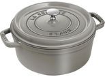 Bräter STAUB "Cocotte", grau (graphit, grau), H:16,7cm Ø:26cm, Töpfe, robust, langlebig, perfekte Hitzeverteilung, Aromaregen-Deckel