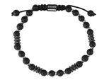 Gliederarmband ADELIA´S "Unisex Armband – Kugelarmband aus Edelstahl mit Onyx 19 cm", silber, Armbänder, Damen, 19cm, Edelstahl, Gliederarmband, Eine schöne Geschenkidee für jeden Anlass