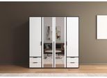 Drehtürenschrank RAUCH "Kleiderschrank Schrank Garderobe Wäscheschrank NAGATA mit Spiegel", grau (graumetallic, alpinweiß), B:187cm H:194cm T:53cm, Holzwerkstoff, Schränke, Drehtürenschrank, und Schubladen sowie Stangengriffen TOPSELLER MADE IN GERMANY