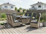 Garten-Essgruppe KONIFERA "New Monaco", dunkelgrau, beige, beige, dunkelgrau, Aluminium, Glas, Wicker/Kunststoffgeflecht, Sitzmöbel-Sets, bestehend aus 8 Stühlen, 8 Sitzauflagen und 1 Tisch, Topseller