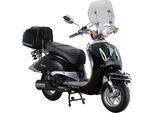 Motorroller ALPHA MOTORS "Retro Firenze Limited", schwarz (schwarz, schwarz), Motorroller, 85 km/h, mit Lenkerschloss und Windschild, B:89cm H:112cm L:189cm