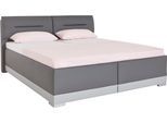 Polsterbett MAINTAL, grau (anthrazit, hellgrau), B:192cm L:212cm, Ausf. 2-5 Matratzenbezug aus 100% Polyester, Betten, Polsterbett, mit verstellbaren Kopfteil-Elementen
