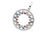 Kettenanhänger JOBO "Anhänger mit 28 bunten Zirkonia", silber (silber 925, weiß), Schmuckanhänger, Damen, Silber 925 (Sterlingsilber), Kettenanhänger, 925 Silber