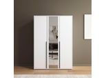 Drehtürenschrank RAUCH "Kleiderschrank Schrank Garderobe Wäscheschrank NAGATA mit Spiegel", weiß (alpinweiß), B:140cm H:194cm T:53cm, Holzwerkstoff, Schränke, Drehtürenschrank, und modernen Stangengriffen in Graumetallic TOPSELLER MADE IN GERMANY