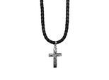 Kette mit Anhänger KUZZOI "Herren Lederkette Kreuz Oxidiert Matt 925 Silber" Gr. 50, silber, Halsketten, Herren, 50, ohne Stein, Silber 925 (Sterlingsilber), L: 50