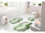 Badematte GRUND Gr. 1, grün, rund (50cm x 55cm ) WC-Vorleger ovalmit Ausschnitt, 1 Stk., Badematten, Badematte
