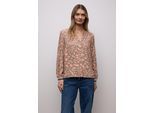 Langarmbluse STREET ONE, Damen, Gr. 36, light apricot, Stoff, 100% Viskose, gemustert, normal normal, Rundhals, Rippbündchen, Blusen, aus softer Viskose