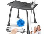 KESSER® Duschhocker höhenverstellbar Leichter Badhocker rutschfeste Gummifüße Duschstuhl 136KG belastbar Duschhilfe Senioren Saugnapf Haltegriff Badewannengriff Duschsitz mit Brausehalterung