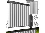 KESSER® Senkrechtmarkise Außenrollo Handkurbelmechanismus Balkonrollo Sonnen & Sichtschutz Beschattung Sonnenschutz Außen Rollo mit Kurbel Markisenkasten Balkon & Terrasse Inkl. Montageset & Abdeckung