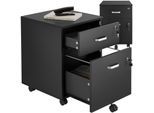 tectake® Rollcontainer, mit 2 Schubladen für Dokumente im A4 Format, 5 voll drehbare Rollen mit Feststellbremse, 40 x 44 x 54,5 cm