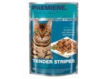 PREMIERE Tender Stripes Nassfutter Katze Adult Lachs 56x85 g