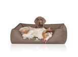 Knuffelwuff Orthopädisches Hundebett Columbia aus laser-gestepptem Kunstleder stone clay XXL