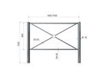 Schake Stadtzaun, Zaunelement + Flachkopf, Ø76mm, beschichtet, Gesamthöhe 1200mm, Breite: 1000mm, zum Einbetonieren (418_7040B)