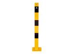 Schake Absperrpfosten Typ 470APBG, ortsfest, abnehmbar + Bodenplatte 150 x 180 mm Ø 70 x 70 mm, gelb / schwarz)