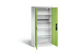 C+P Akku-Ladeschrank für 5 E-Werkzeuge, H1950xB930xT500mm, Viridingrün/Lichtgrau ; C + P Möbelsysteme (8921-05E1|S10003)